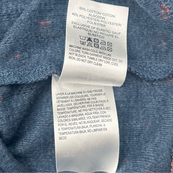 LUCKY BRAND Navy w/ Orange Polkadots Knit Blouse w/ Puff Sleeves Women’s Size L - Picture 11 of 11